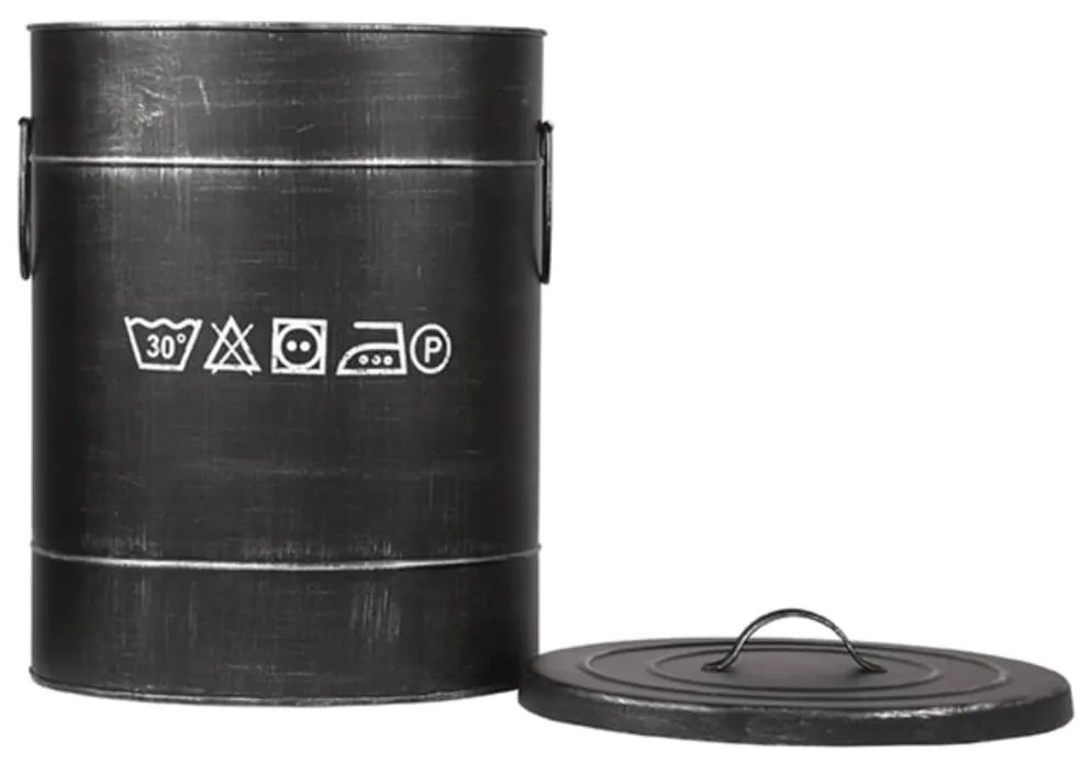 LABEL51 Καλάθι Απλύτων Χρώμα Αντικέ Μαύρο 32 x 32 x 43 εκ. M