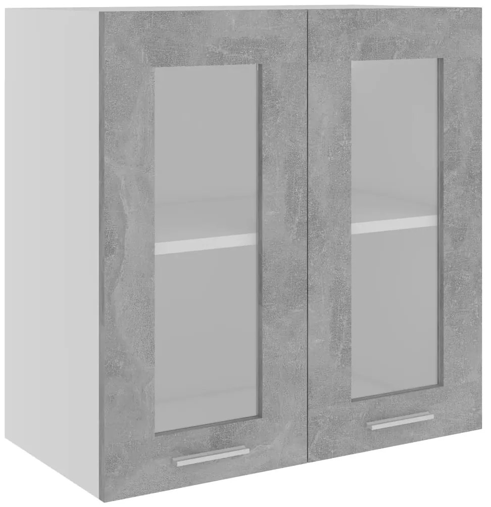 vidaXL Κρεμαστό Γυάλινο Ντουλάπι "Lyon" Γκρι Σκυρόδεμα 60x31x60 εκ. από Τεχνητό Ξύλο