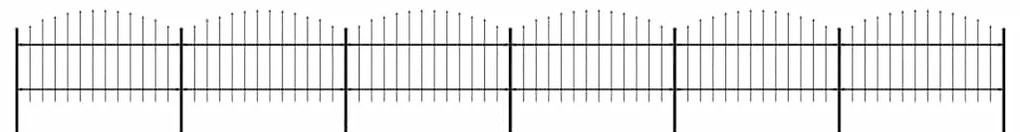 vidaXL Φράχτης Κήπου με Κορυφή Δόρυ από Ατσάλι, Μαύρος 1070x125 εκ.