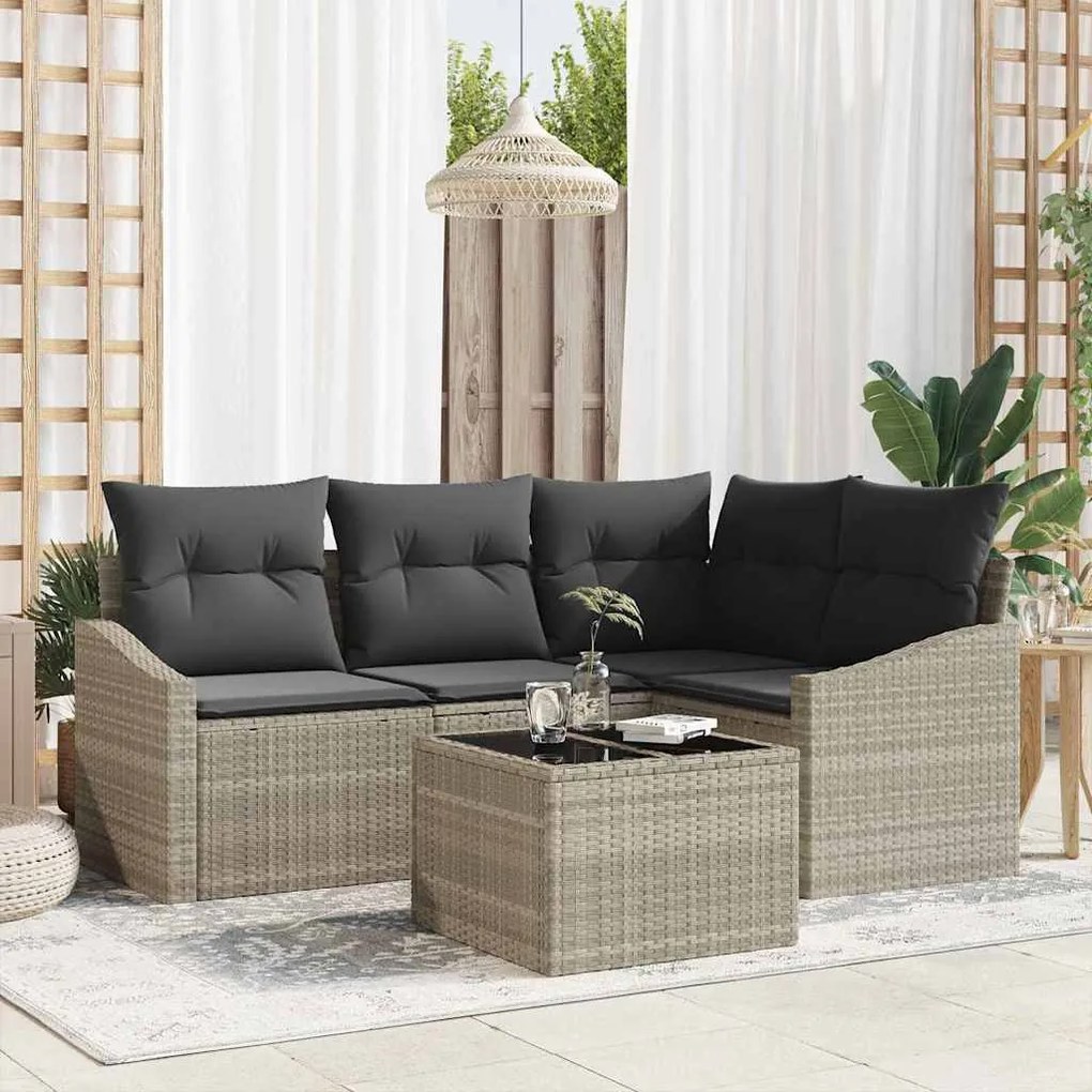 vidaXL Σέτ φαγητού για κήπο με μαξιλάρι 5 pcs Ανοιχτό γκρι