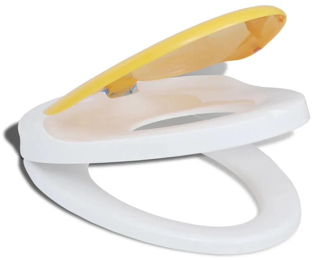 vidaXL Κάλυμμα Λεκάνης με Μηχανισμό Soft Close Ενήλικες/Παιδιά Λευκό&Κίτρινο