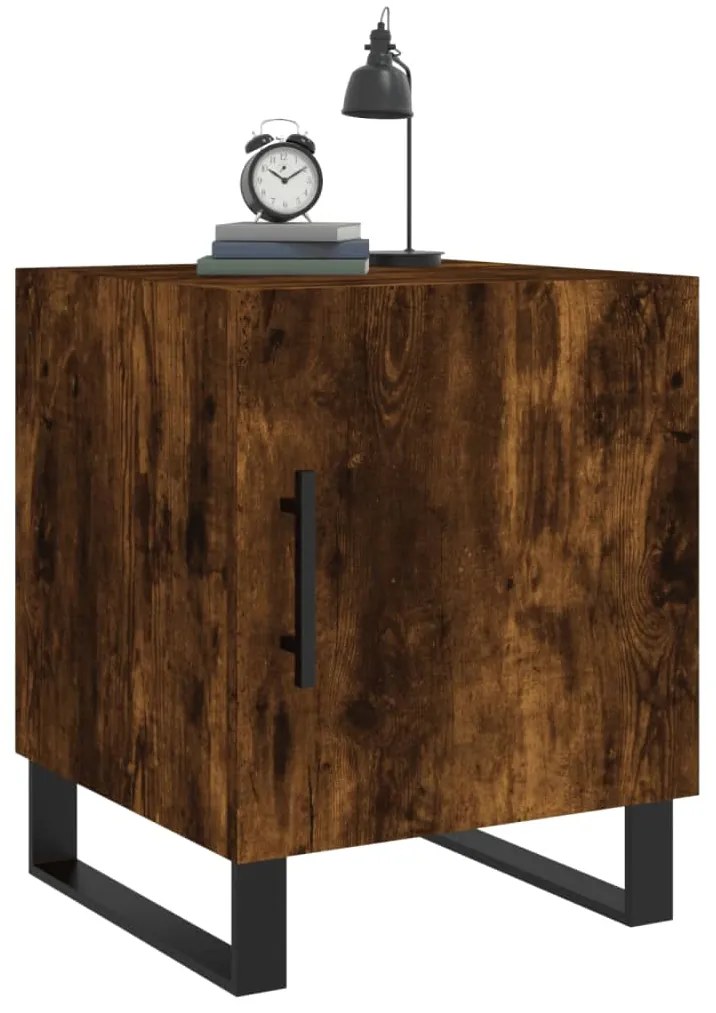 vidaXL Κομοδίνα 2 τεμ. Καπνιστή Δρυς 40x40x50 εκ. από Επεξεργ. Ξύλο