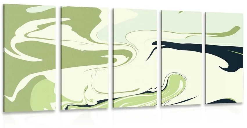Εικόνα 5 μερών σύγχρονη πράσινη αφαίρεση - 200x100