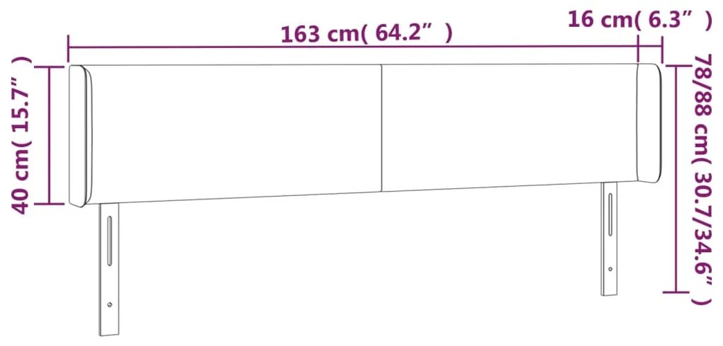 Κεφαλάρι Κρεβατιού LED Μαύρο 163x16x78/88 εκ. Υφασμάτινο 3122964