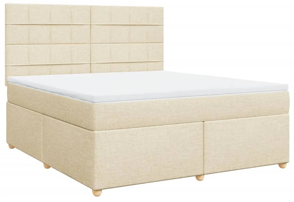 vidaXL Κρεβάτι Boxspring με Στρώμα Κρεμ 180x200 εκ. Υφασμάτινο