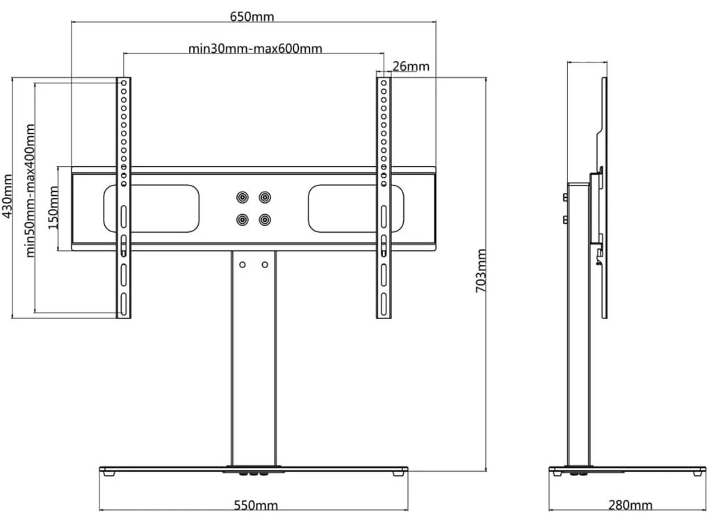 vidaXL Βάση Τηλεόρασης για Οθόνη 37-55 Ιντ. Max VESA 600x400χιλ. 40 κ.