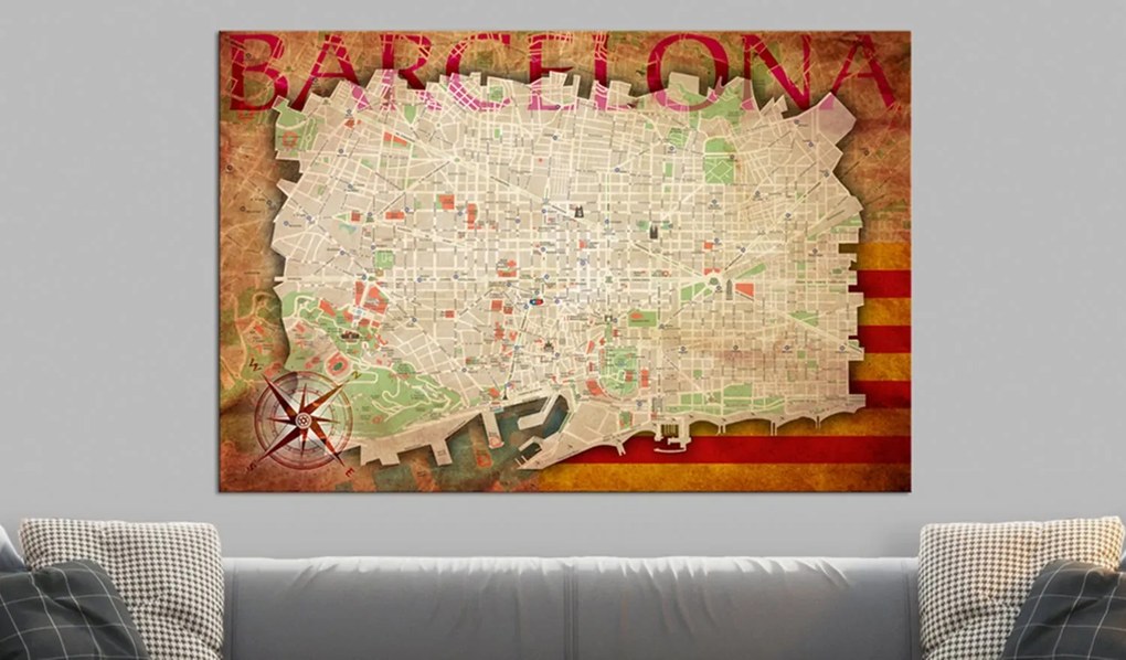 Πίνακας φελλού - Map of Barcelona [Cork Map] 60x40