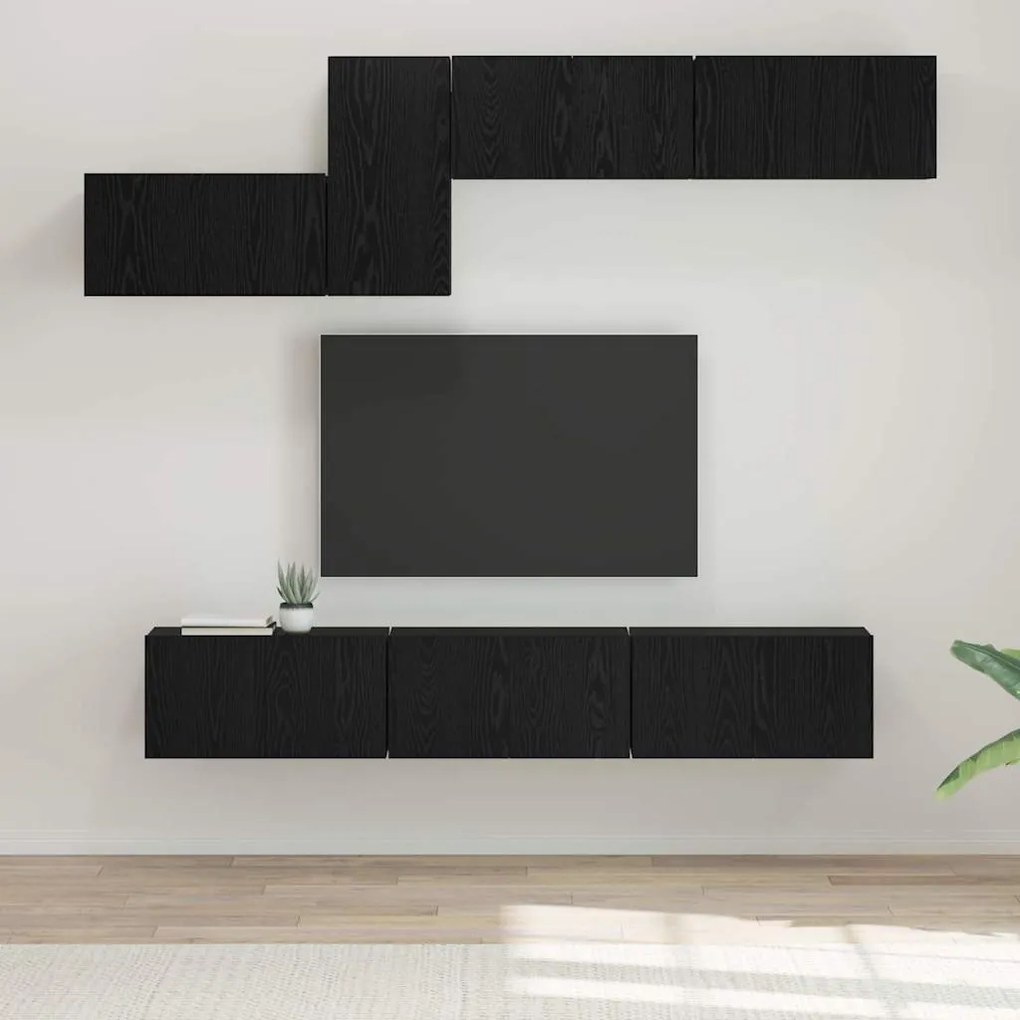vidaXL Σετ επίπλου τηλεόρασης με ράφι Άλλο 7 pcs Μαύρη Δρυς 60 x 30 x 30 cm