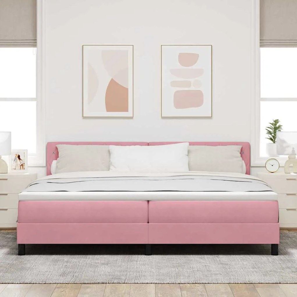 vidaXL Κρεβάτι με Ελατήρια και Στρώμα Ροζ 200 x 200 cm ύφασμα