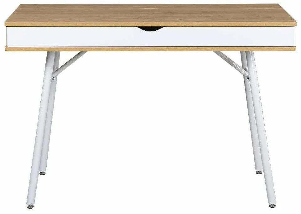 Τραπέζι γραφείου Mesa 124, Με συρτάρια, Αριθμός συρταριών: 1, 75x115x55cm, Σφένδαμος, Άσπρο | Epipla1.gr