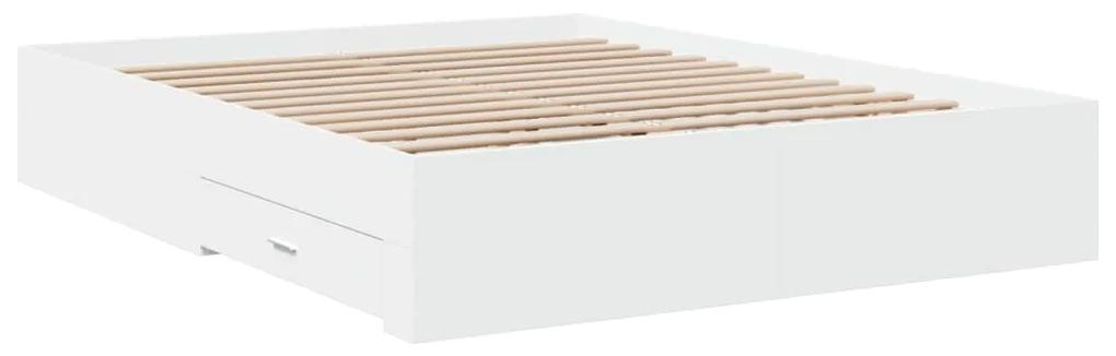 vidaXL Πλαίσιο Κρεβατιού με Συρτάρια Λευκό 140x200 εκ Επεξεργ. Ξύλο