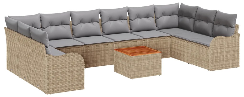 vidaXL Σουίτα Κήπου 10 pcs Beige, ανοιχτό γκρι Μεγάλο