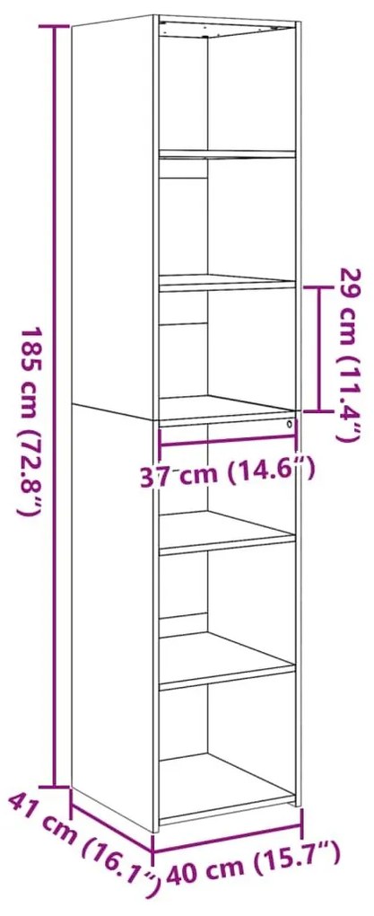 Ντουλάπι Γκρι Σκυροδέματος 40x41x185 εκ. Επεξεργασμένο Ξύλο - Γκρι