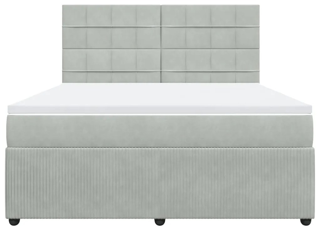 vidaXL Κρεβάτι Boxspring με Στρώμα Ανοιχτό Γκρι 180x200 εκ. Βελούδινο