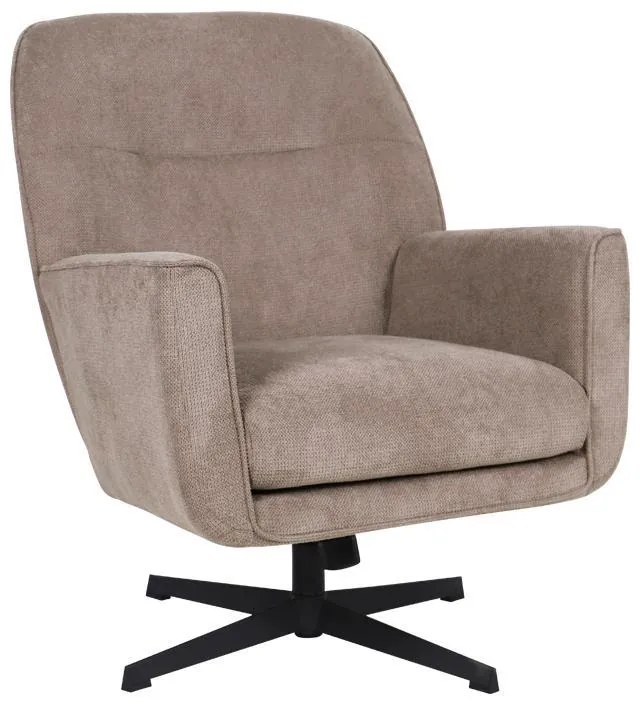 Πολυθρόνα Περιστρεφόμενη Rachel Fylliana με Μαύρη Μεταλλική Βάση και Μπέζ Ύφασμα 76x80x91,5 εκ. 76x80x91.5 εκ.