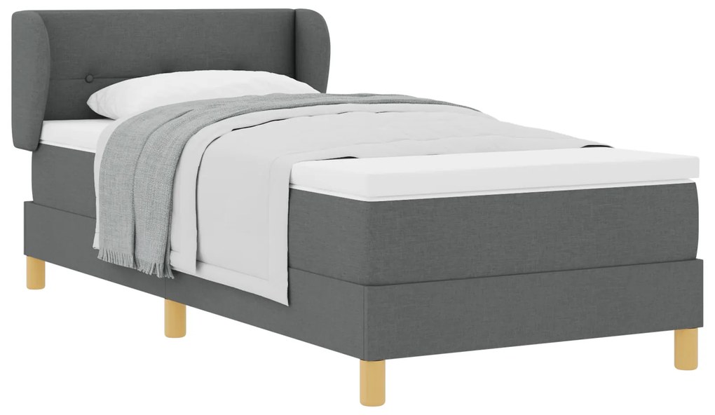 vidaXL κρεβάτι Box Spring με στρώμα - Σκούρο Γκρι, 90x200 εκ., Ύφασμα