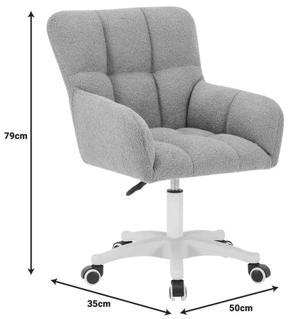Πολυθρόνα περιστρεφόμενη Givole σε γκρι μπουκλέ ύφασμα 50x35x79εκ 55x50x86 εκ.