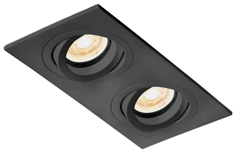 Σποτ Χωνευτό Radon-2 Adjust Square 43407 2XGU10 9,2x18cm Black Faro Barcelona Ορθογώνιο