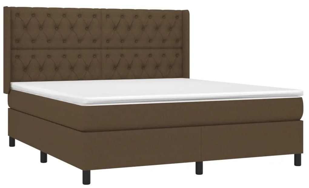 vidaXL Κρεβάτι Boxspring με Στρώμα Σκούρο Καφέ 160x200 εκ Υφασμάτινο