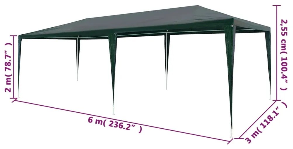 vidaXL Τέντα Εκδηλώσεων Πράσινη 3 x 6 μ. από Πολυαιθυλένιο
