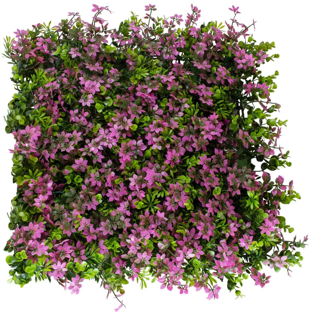 GloboStar® Artificial Garden CYPHEA HYSSOPIFOLIA 20350 Τεχνητό Διακοσμητικό Πάνελ Λουλουδιών - Κάθετος Κήπος σύνθεση Άνθος Κουφέας Μ50 x Π50 x Υ11cm