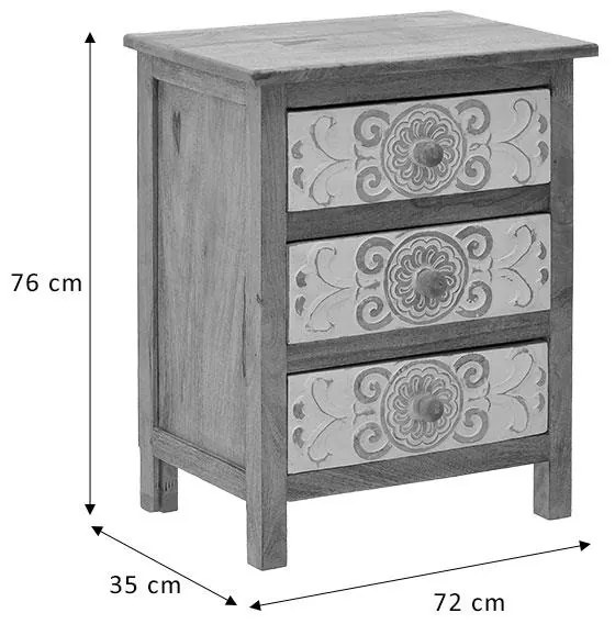 Συρταριέρα Inart 3-50-245-0017 ξύλο φυσικό-λευκό 72x35x76εκ 49x35x61 εκ.