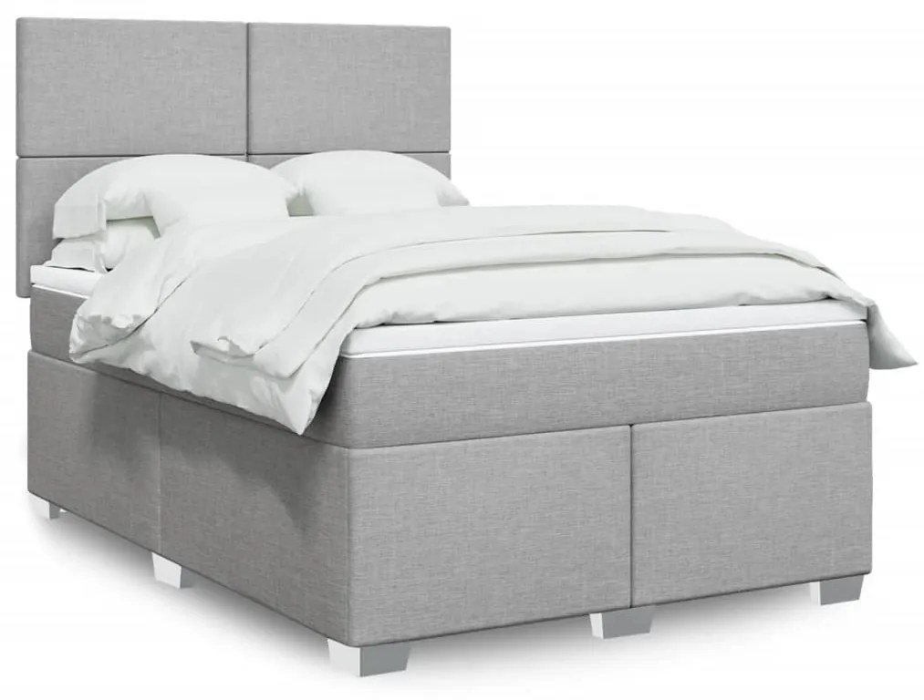 vidaXL Κρεβάτι Boxspring με Στρώμα Ανοιχτό Γκρι 140x190 εκ. Υφασμάτινο