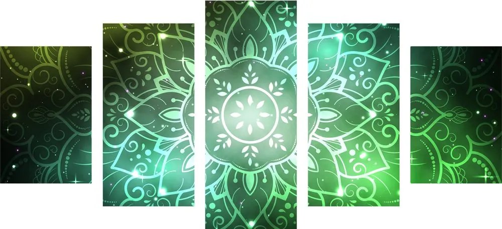 Εικόνα 5 τμημάτων Mandala με γαλαξιακό φόντο σε αποχρώσεις του πράσινου