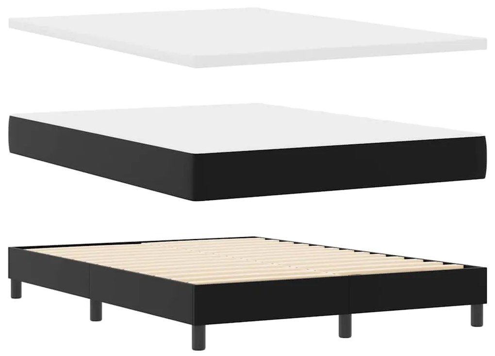 vidaXL Κρεβάτι με ελατήρια με στρώμα Μαύρο 160 x 200 cm Τεχνητό δέρμα