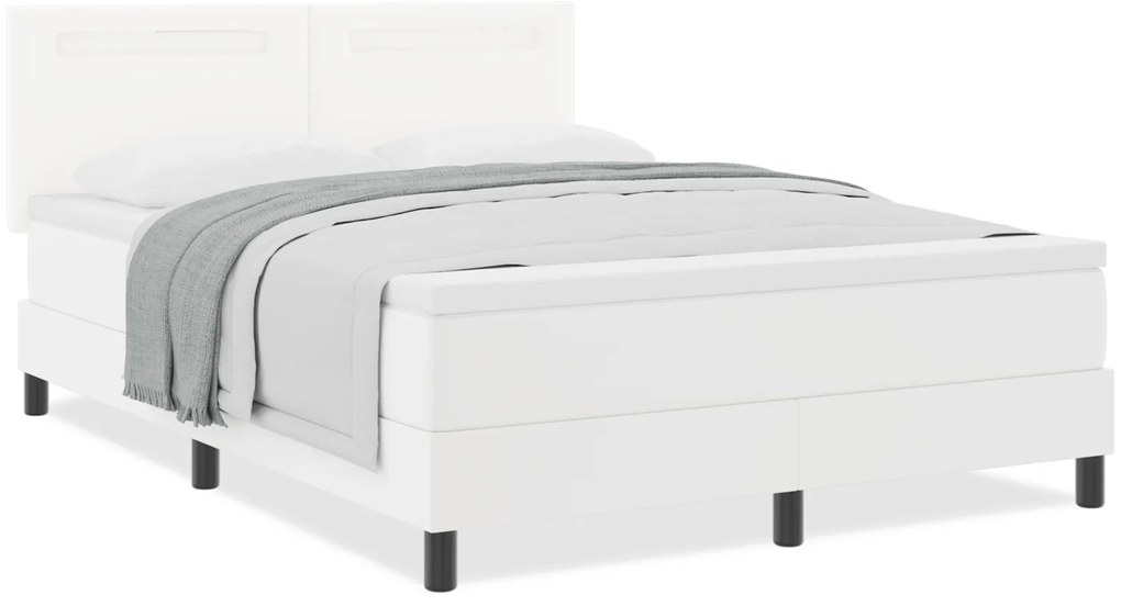 vidaXL Κρεβάτι Box Spring με στρώμα σε λευκό χρώμα, διαστάσεων 160 x 200 εκ, φτιαγμένο από τεχνητό δέρμα.