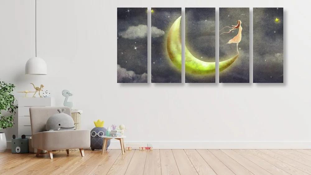 Εικόνα 5 μερών κορίτσι στο φεγγάρι - 100x50