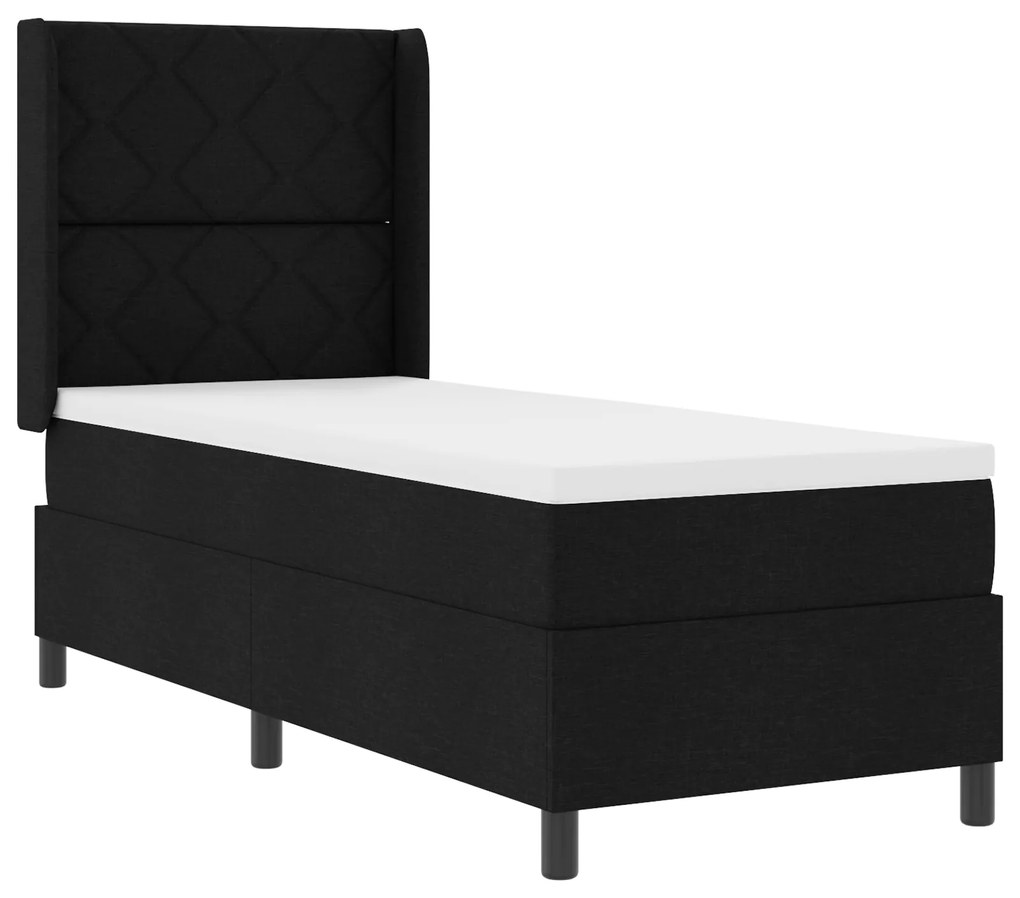 vidaXL κρεβάτι Box Spring με στρώμα & LED Μαύρο 90x190 εκ Υφασμάτινο