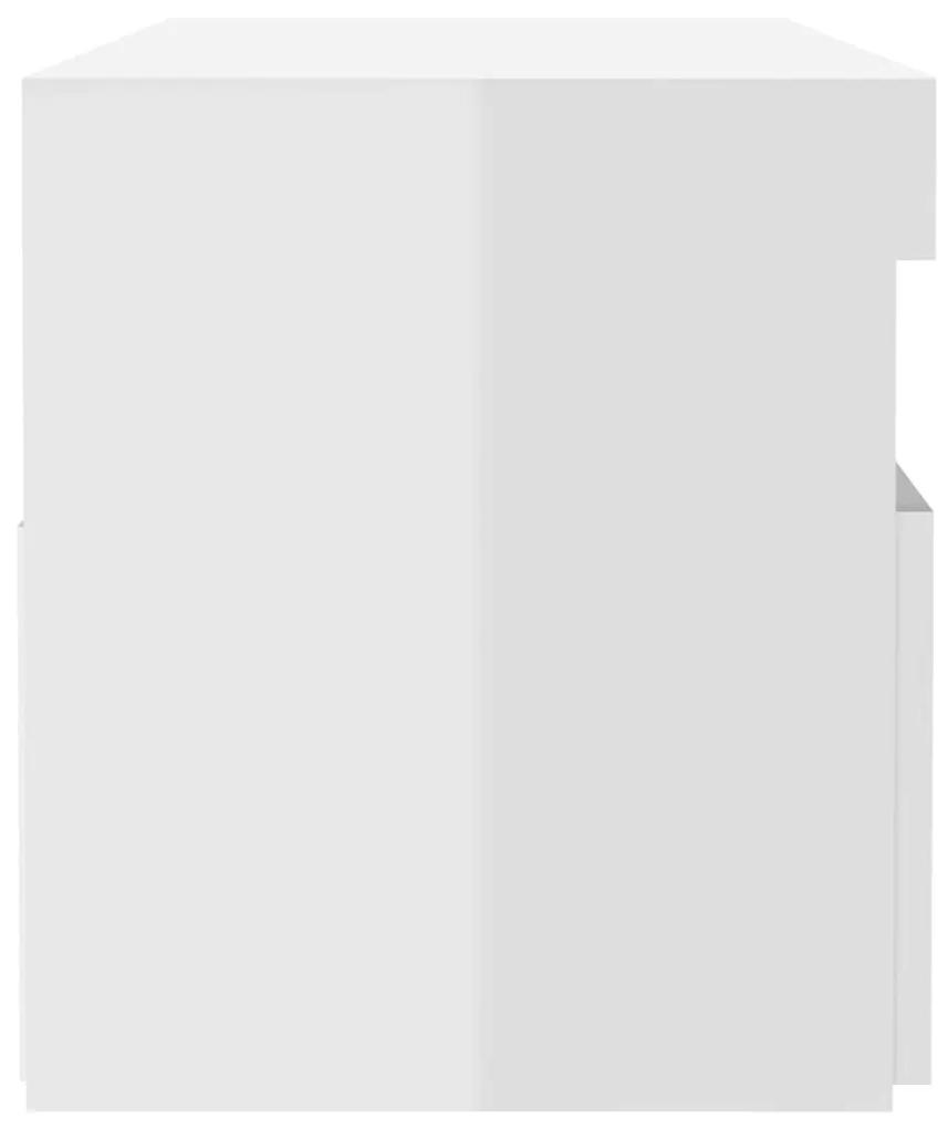 Κομοδίνα με LED 2 τεμ. Γυαλιστερό Λευκό 60 x 35 x 40 εκ. - Λευκό