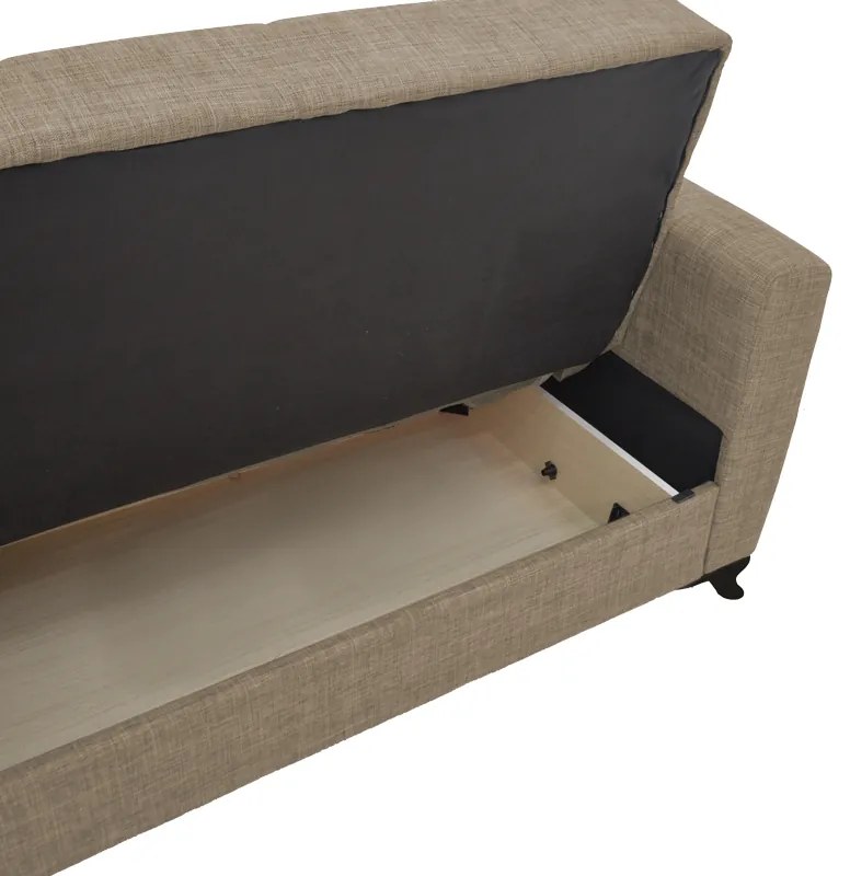 Καναπές-κρεβάτι με αποθηκευτικό χώρο διθέσιος Modestole pakoworld ανοιχτό καφέ ύφασμα 155x85x80εκ
