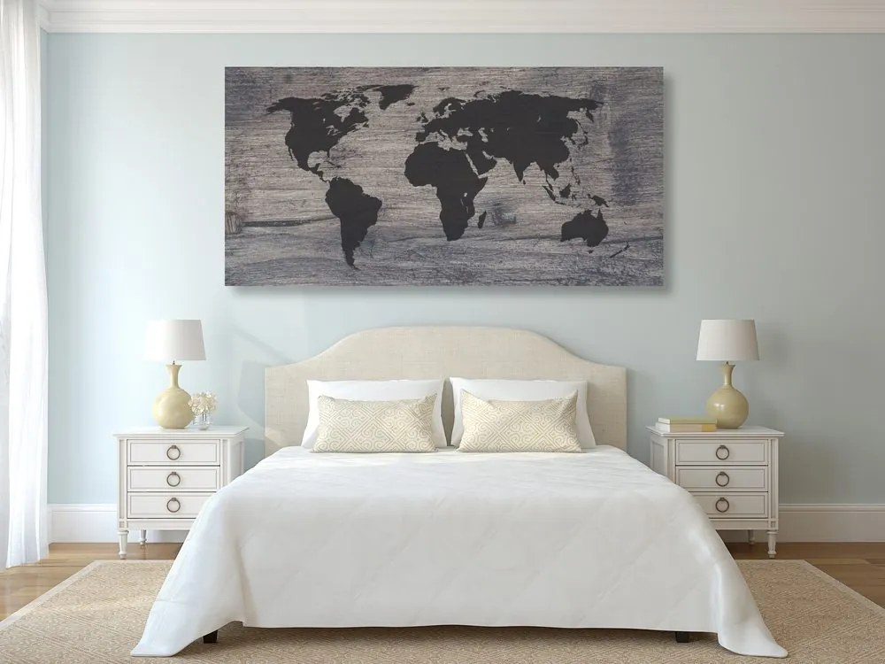 Εικόνα στον παγκόσμιο χάρτη φελλού σε σκούρο ξύλο - 100x50  flags