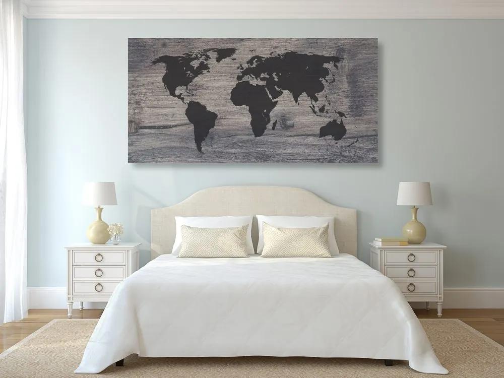 Εικόνα στον παγκόσμιο χάρτη φελλού σε σκούρο ξύλο - 120x60  place