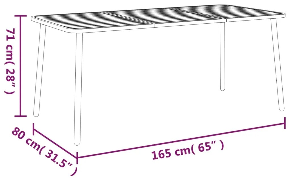 vidaXL Τραπέζι Κήπου Ανθρακί 165x80x71 εκ. Ατσάλινο