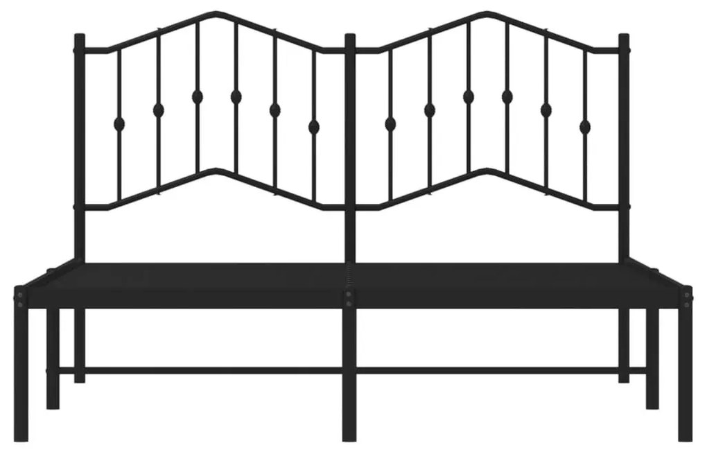Μεταλλικό Πλαίσιο Κρεβατιού με Κεφαλάρι Μαύρο 135 x 190 εκ. - Μαύρο