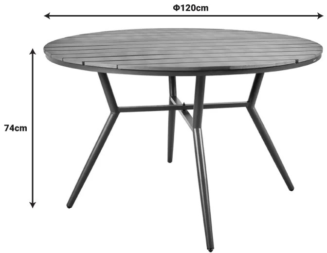Τραπέζι Appa pakoworld αλουμίνιο και plywood σε ανθρακί απόχρωση Φ120x74εκ (1 τεμάχια)