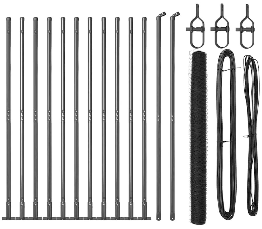 vidaXL Σετ Φencing Γκρι 25 x 1.5 m Ατσάλι & Σκυρόδεμα