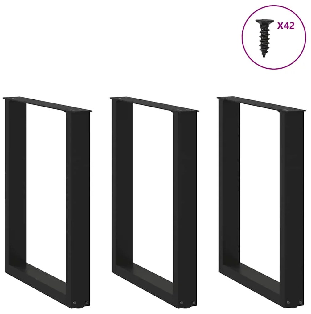 vidaXL Πόδια Τραπεζαρίας σε Σχήμα U 3 τεμ. Μαύρο 70x(72-73) εκ. Ατσάλι