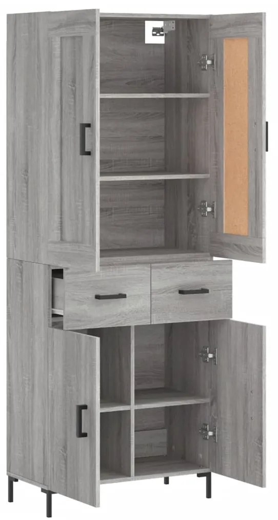 vidaXL Ντουλάπι Γκρι Sonoma 69,5 x 34 x 180 εκ. Επεξεργασμένο Ξύλο