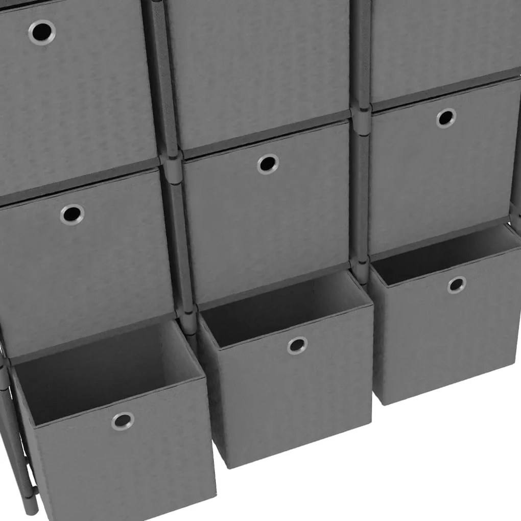 vidaXL Ραφιέρα με 9 Κύβους & Κουτιά Γκρι 103x30x107,5 εκ. Υφασμάτινη
