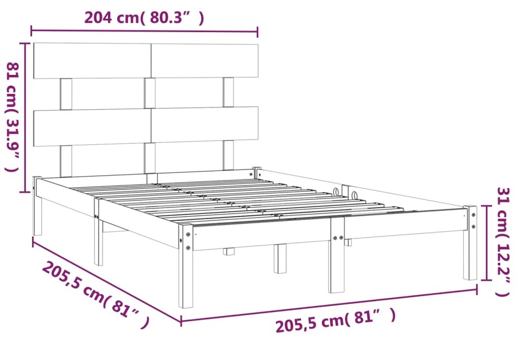 vidaXL Πλαίσιο Κρεβατιού Καφέ Μελί 200 x 200 εκ. από Μασίφ Ξύλο