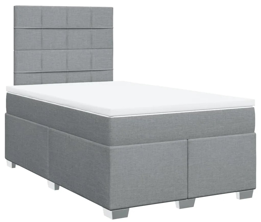 Κρεβάτι Boxspring με Στρώμα Ανοιχτό Γκρι 120x190 εκ. Υφασμάτινο - Γκρι