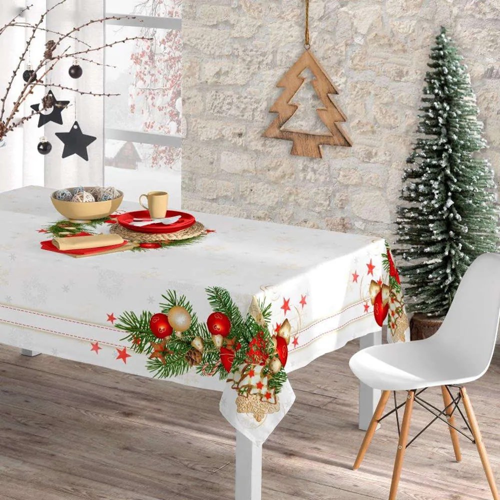 Τραπεζομάντηλο Χριστουγεννιάτικο Xmas Bells - 140 x 140 cm - Εκρού - Borea