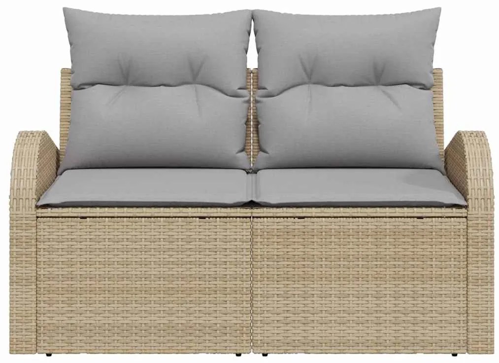 vidaXL Καναπές Κήπου με μαξιλάρι Μπεζ 124 x 62 x 69cm συνθετικό ρατάν