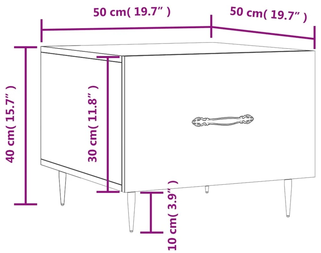 Τραπεζάκια Σαλονιού 2 τεμ Brown Oak 50x50x40 εκ Επεξ. Ξύλο - Καφέ