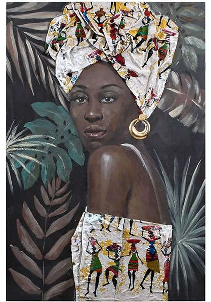 Πίνακας Καμβάς African Lady 374-224-221 60x3x90cm Multi Κάθετοι Canvas