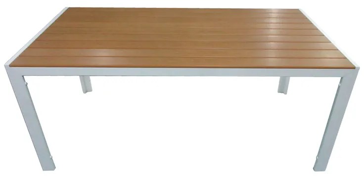 Τραπέζι Nares pakoworld αλουμίνιο λευκό-plywood φυσικό 180x90x72.5εκ (1 τεμάχια)